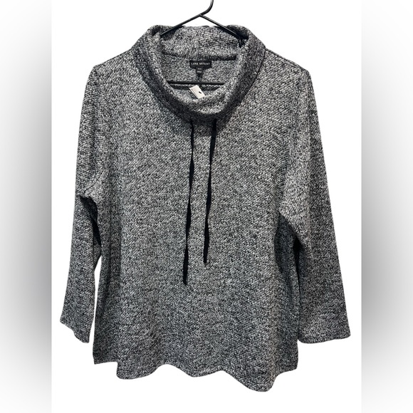 NWT Lane Bryant Sweatshirt cowl neck boucle black white 18/20 Size - Picture 4 of 8